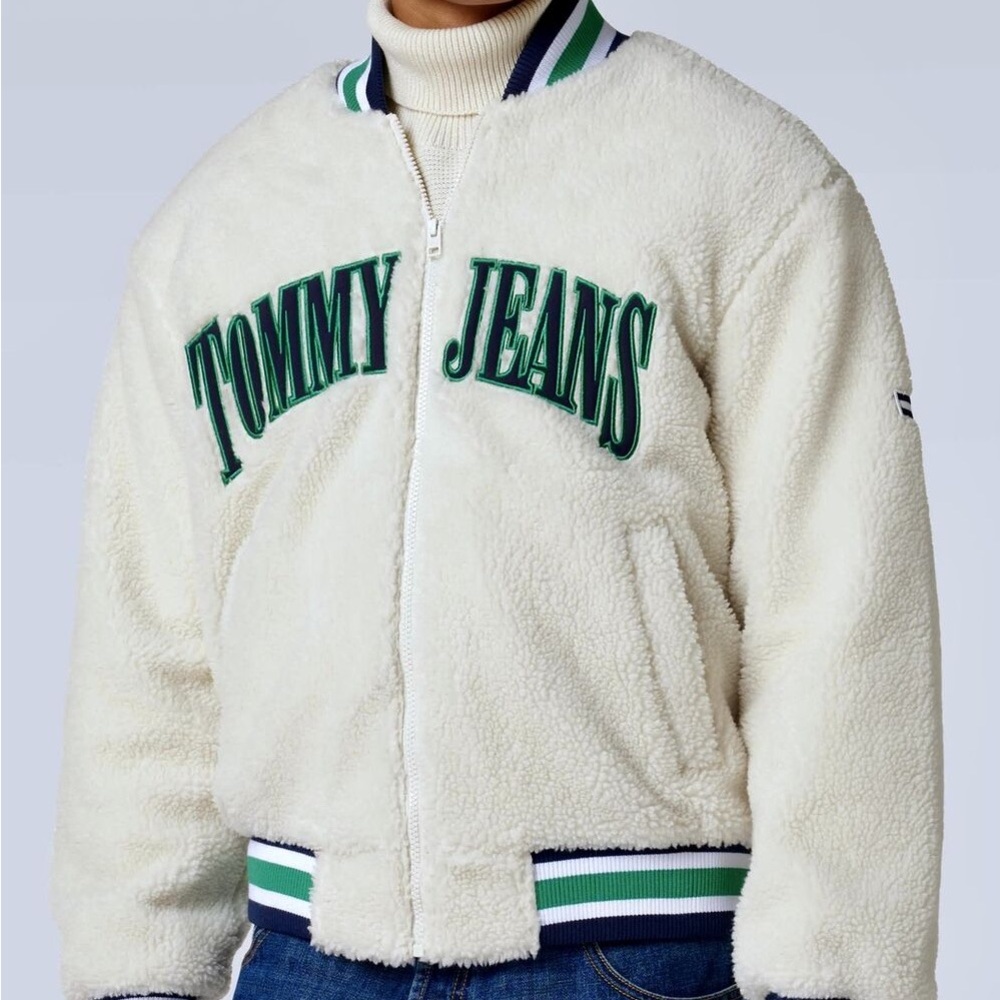 Tommy jeans Tommy Hilfiger collegiate Sherpa white navy green bomber zip up